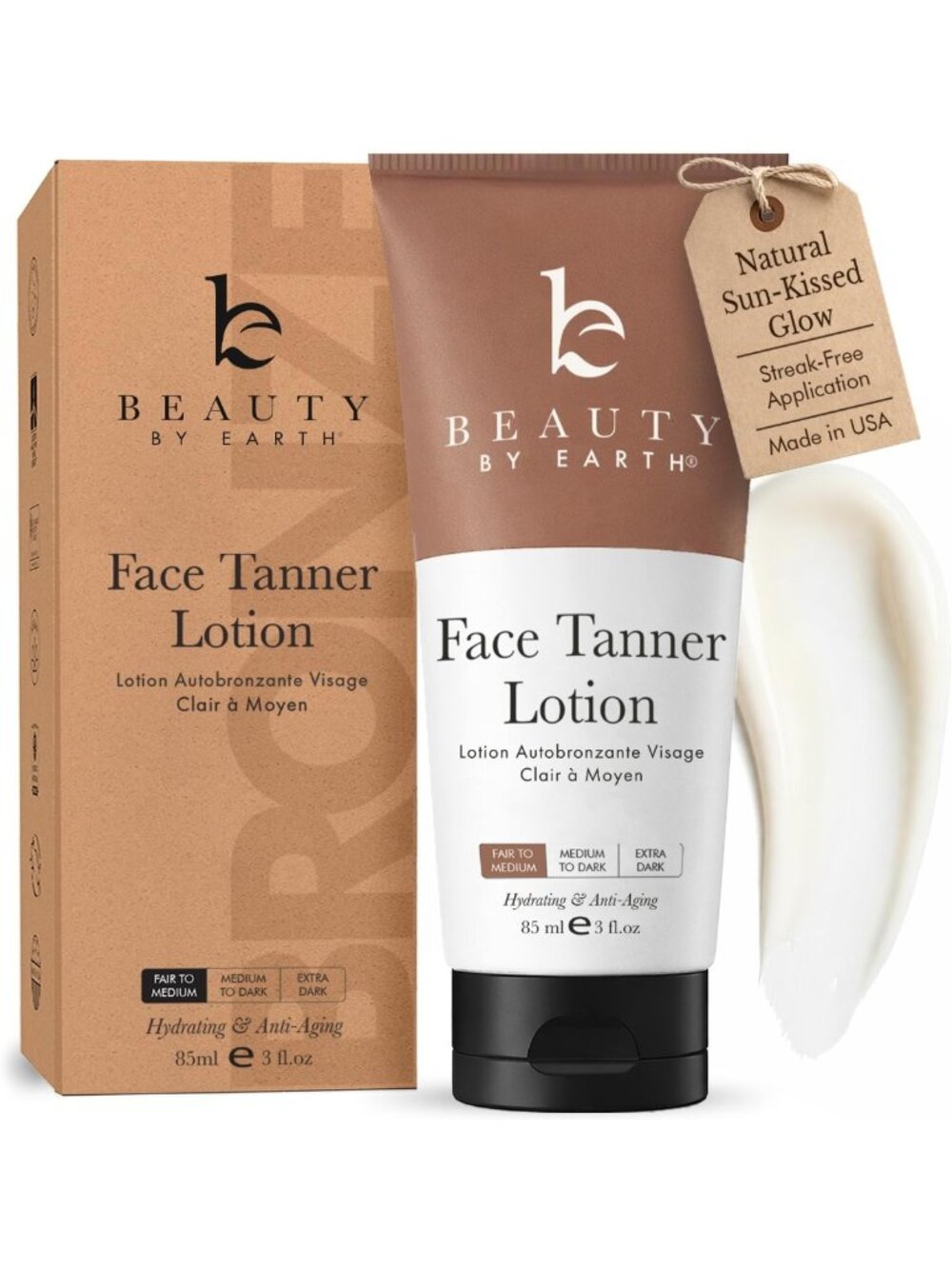 Natural Face Tanner - Streak-Free, Organic Ingredients, USA Made, Sun-Kissed